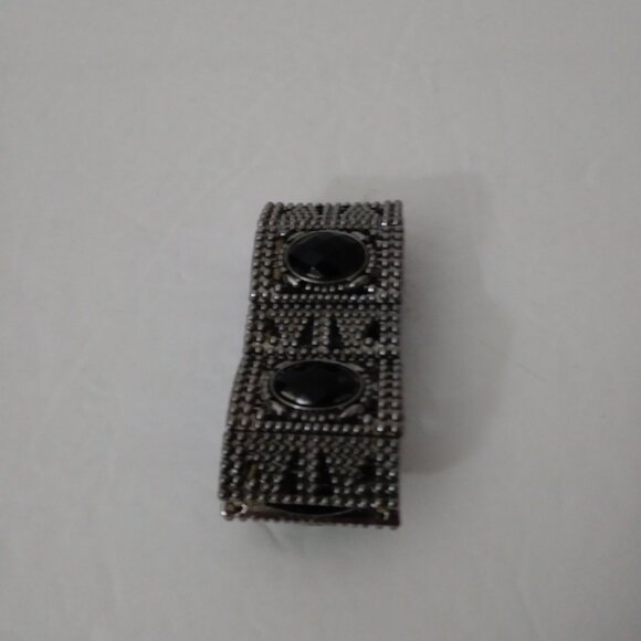 Vintage Black Silver Tone Bracelet - Picture 3 of 12